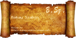 Bakay Szabin névjegykártya